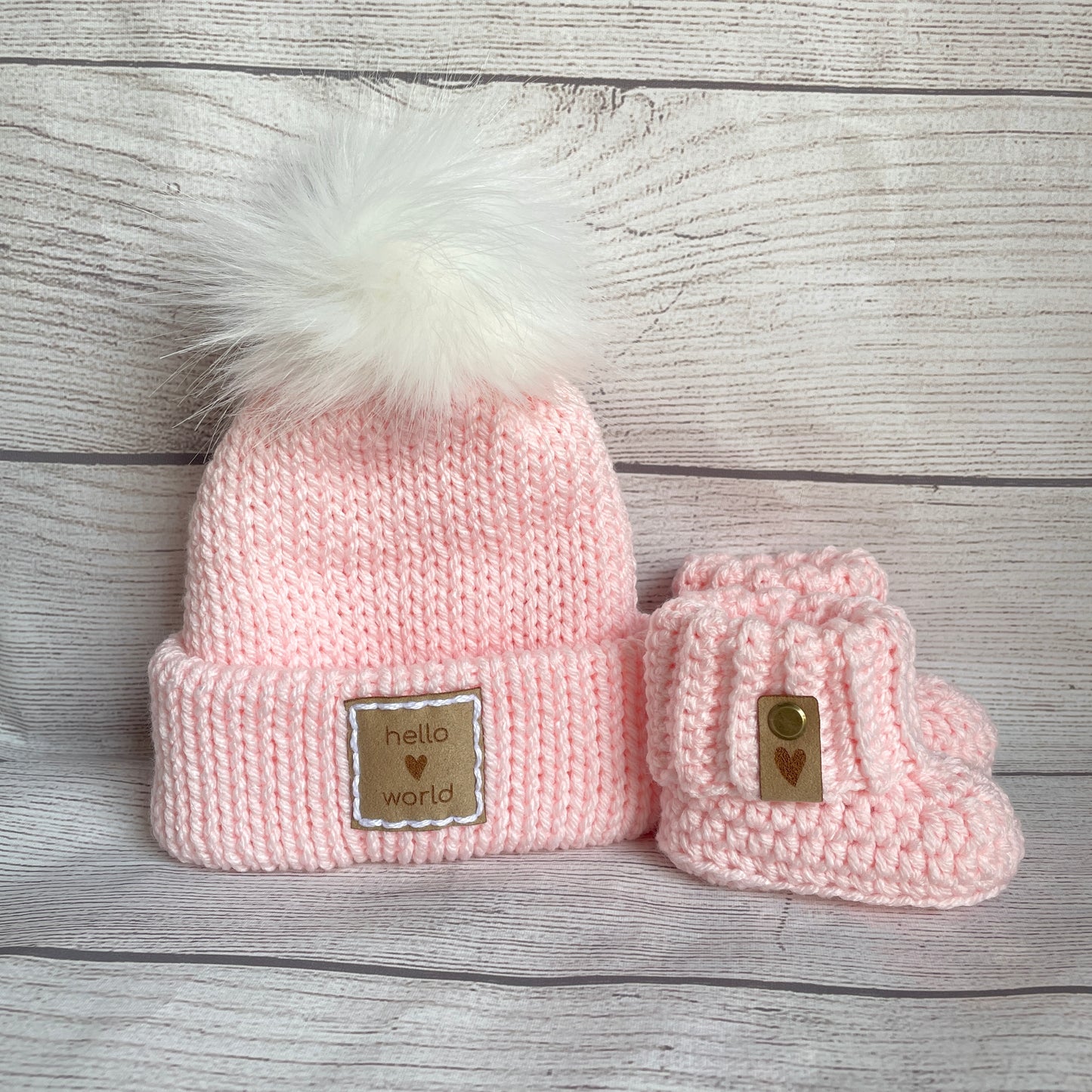 Hello World Baby Beanie & Booties Set