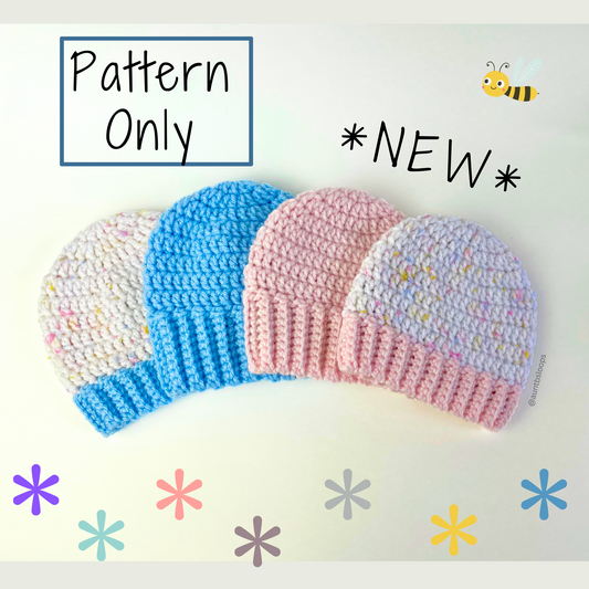 *NEW* Ribbed Brim Baby Beanie Crochet Pattern (PDF - digital download)