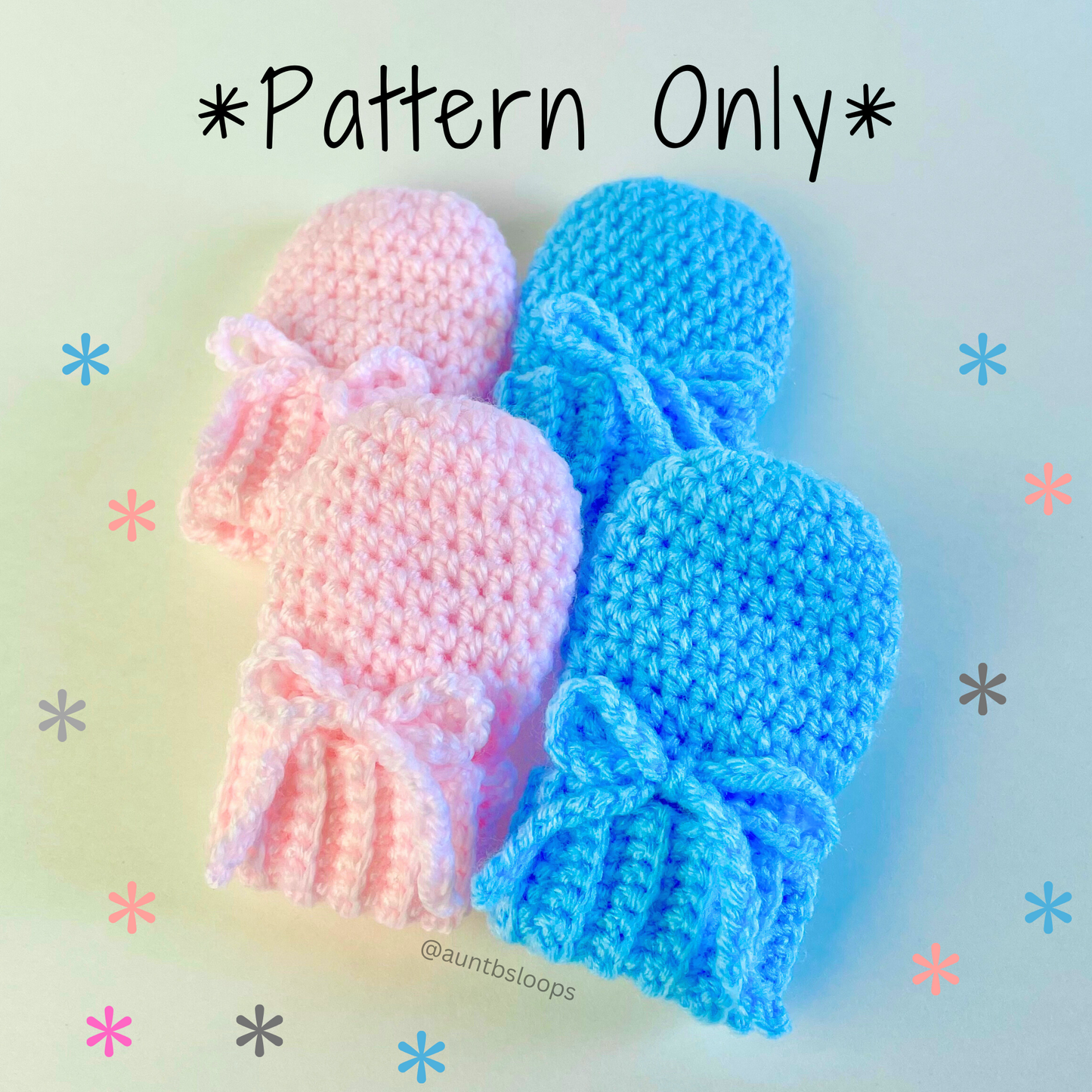 Newborn Mittens Crochet Pattern (PDF - digital download)