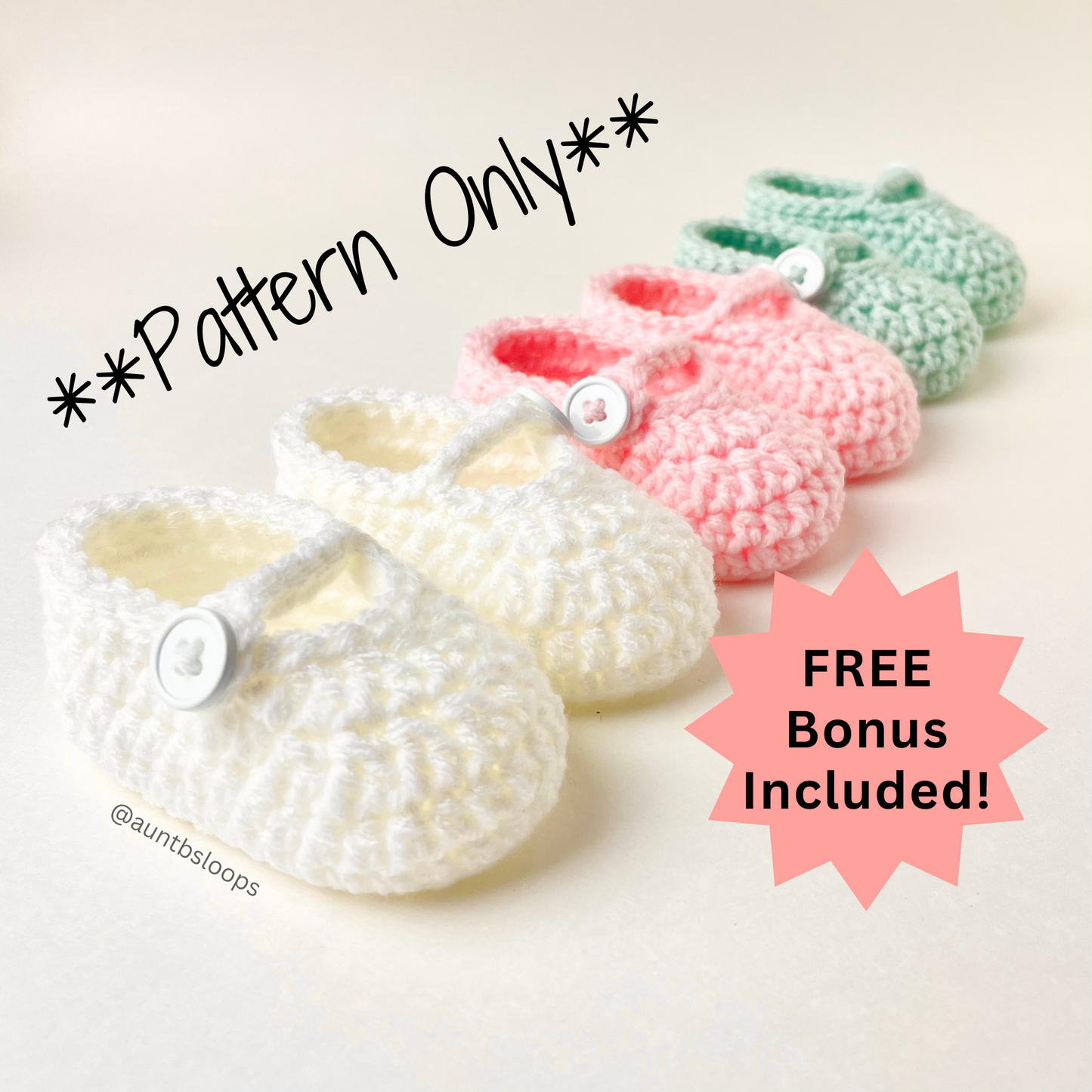 Mary Janes Crochet Pattern (PDF - digital download)