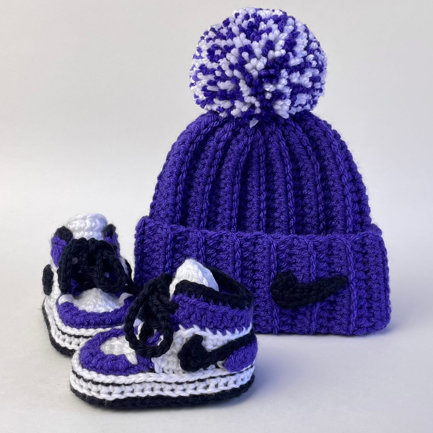 Baby Jordan Hat & Sneaker Set (Purple)