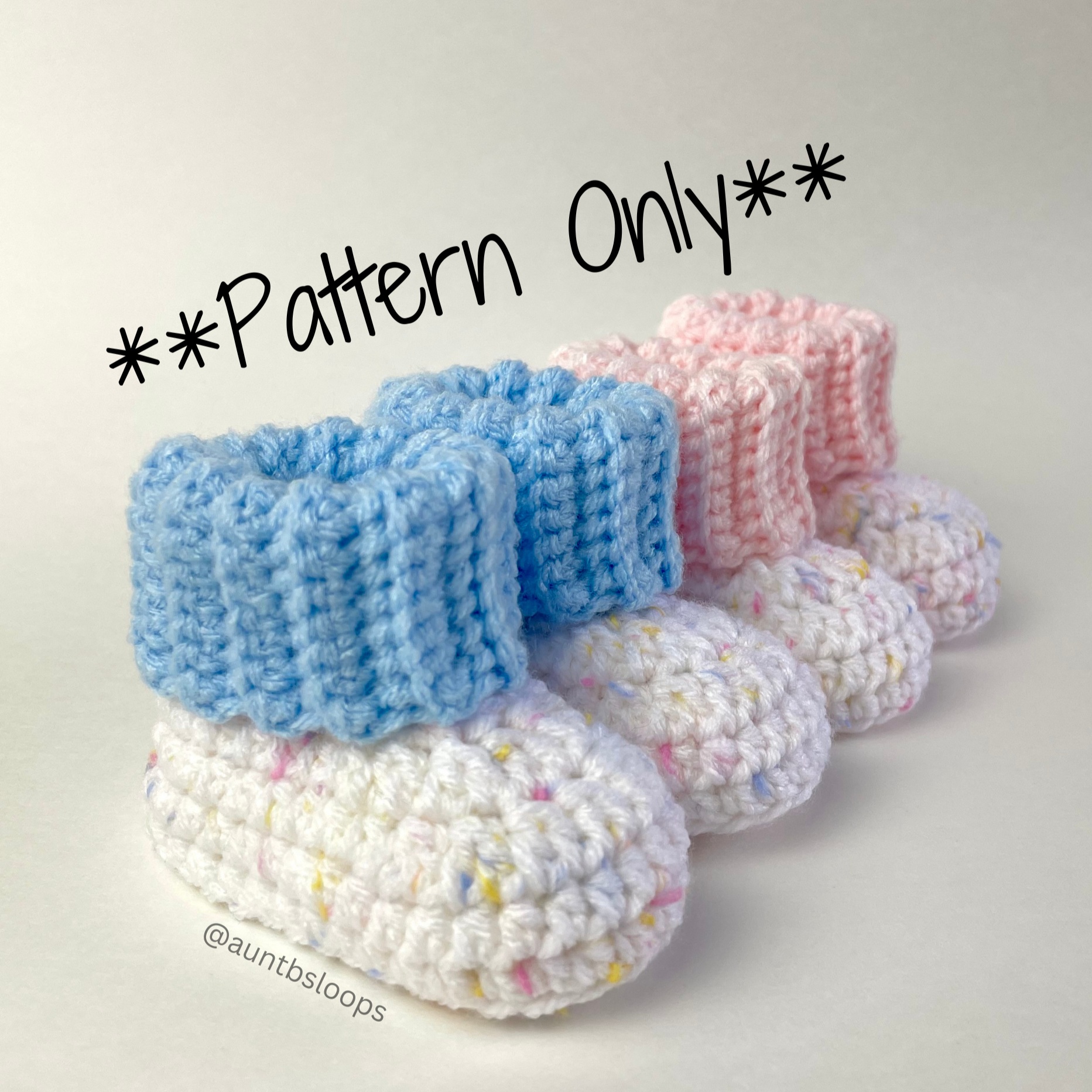 NEW Ribbed Cuff Baby Booties Crochet Pattern PDF digital download