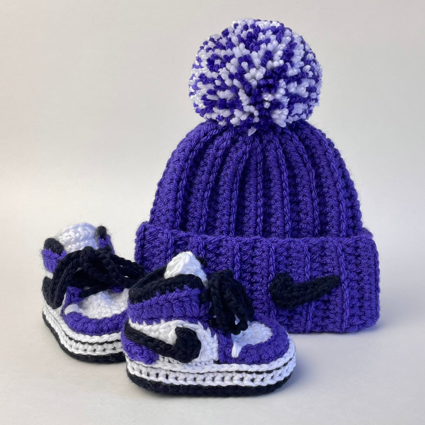 Baby Jordan Hat & Sneaker Set (Purple)