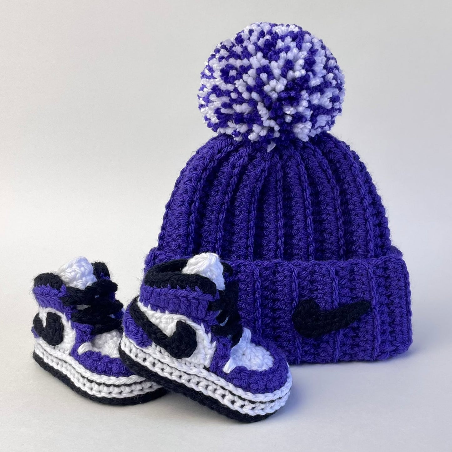 Baby Jordan Hat & Sneaker Set (Purple)