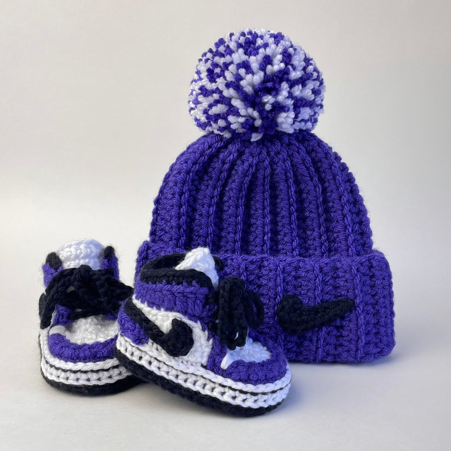 Baby Jordan Hat & Sneaker Set (Purple)