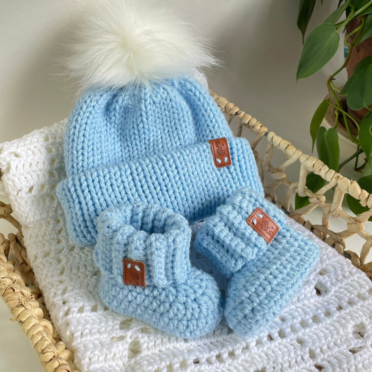 Baby Beanie & Booties Set