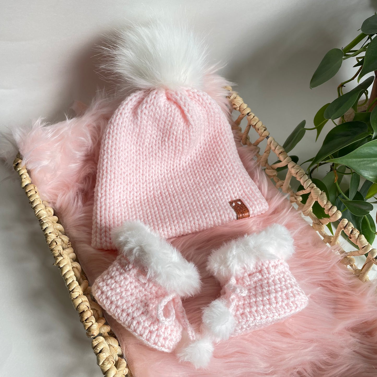 Baby Beanie & Fur Booties Set