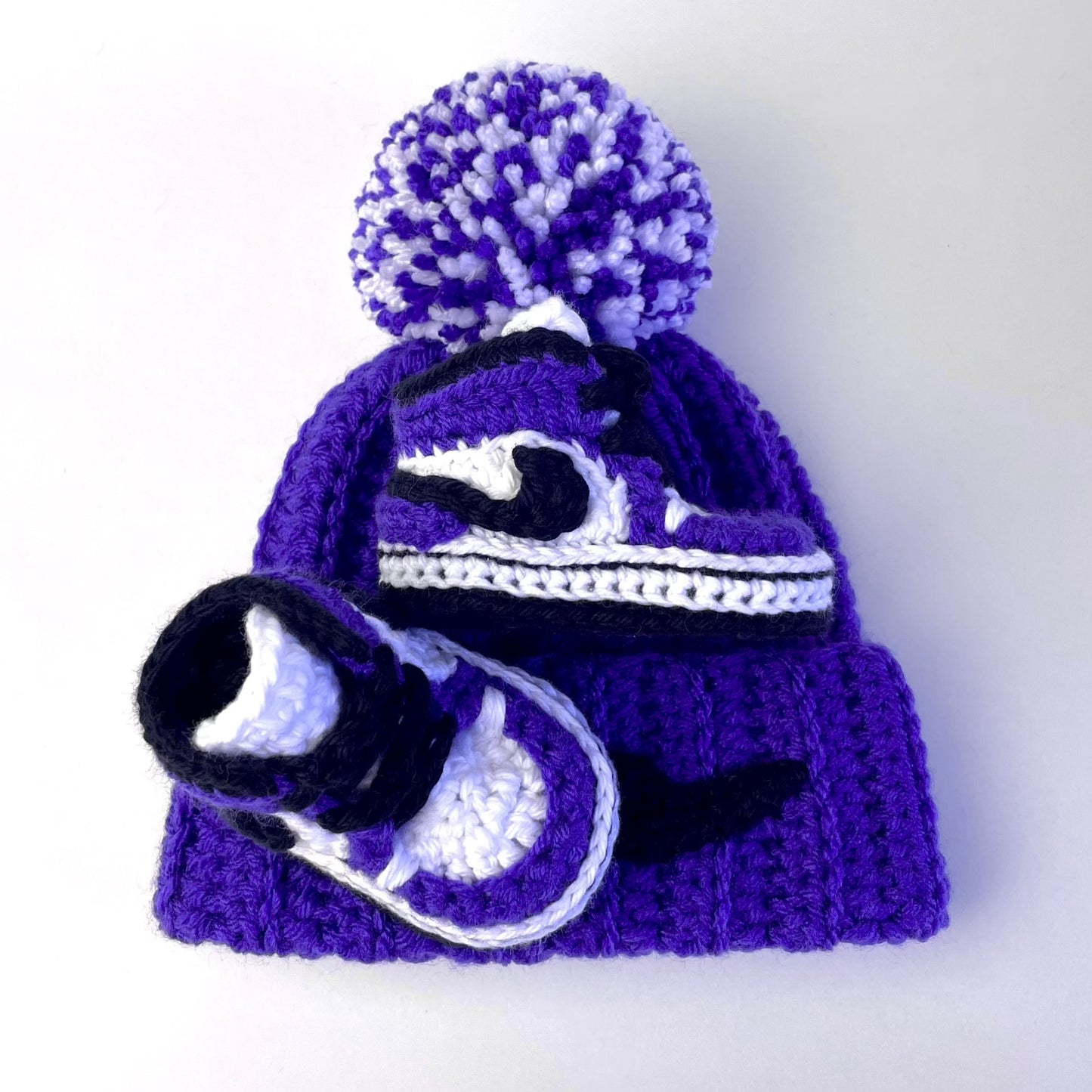 Baby Jordan Hat & Sneaker Set (Purple)