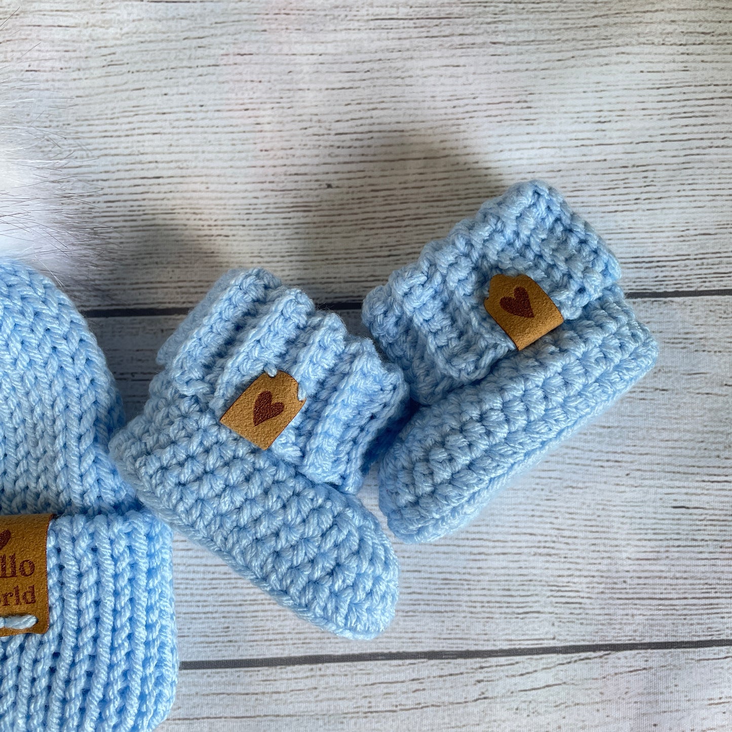 Hello World Baby Beanie & Booties Set