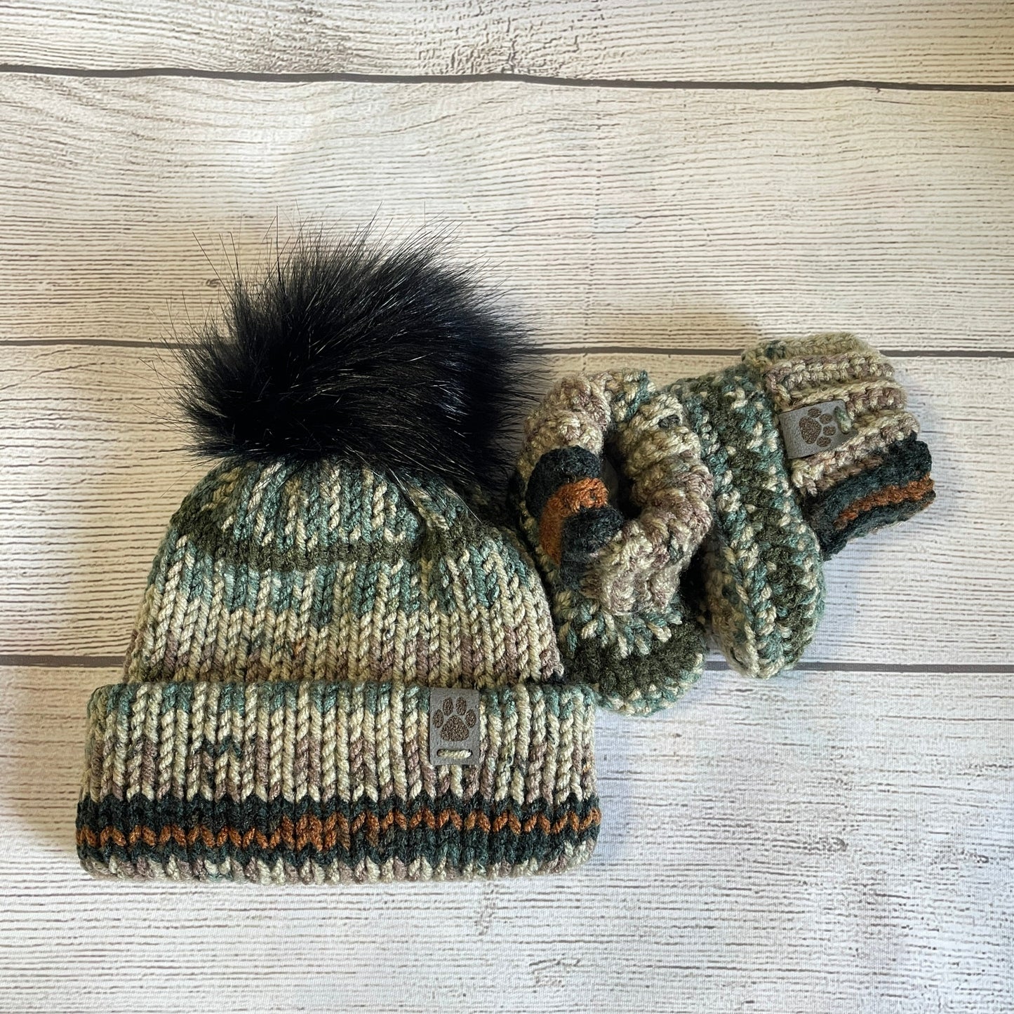 Green Camo Baby Hat & Bootie Set