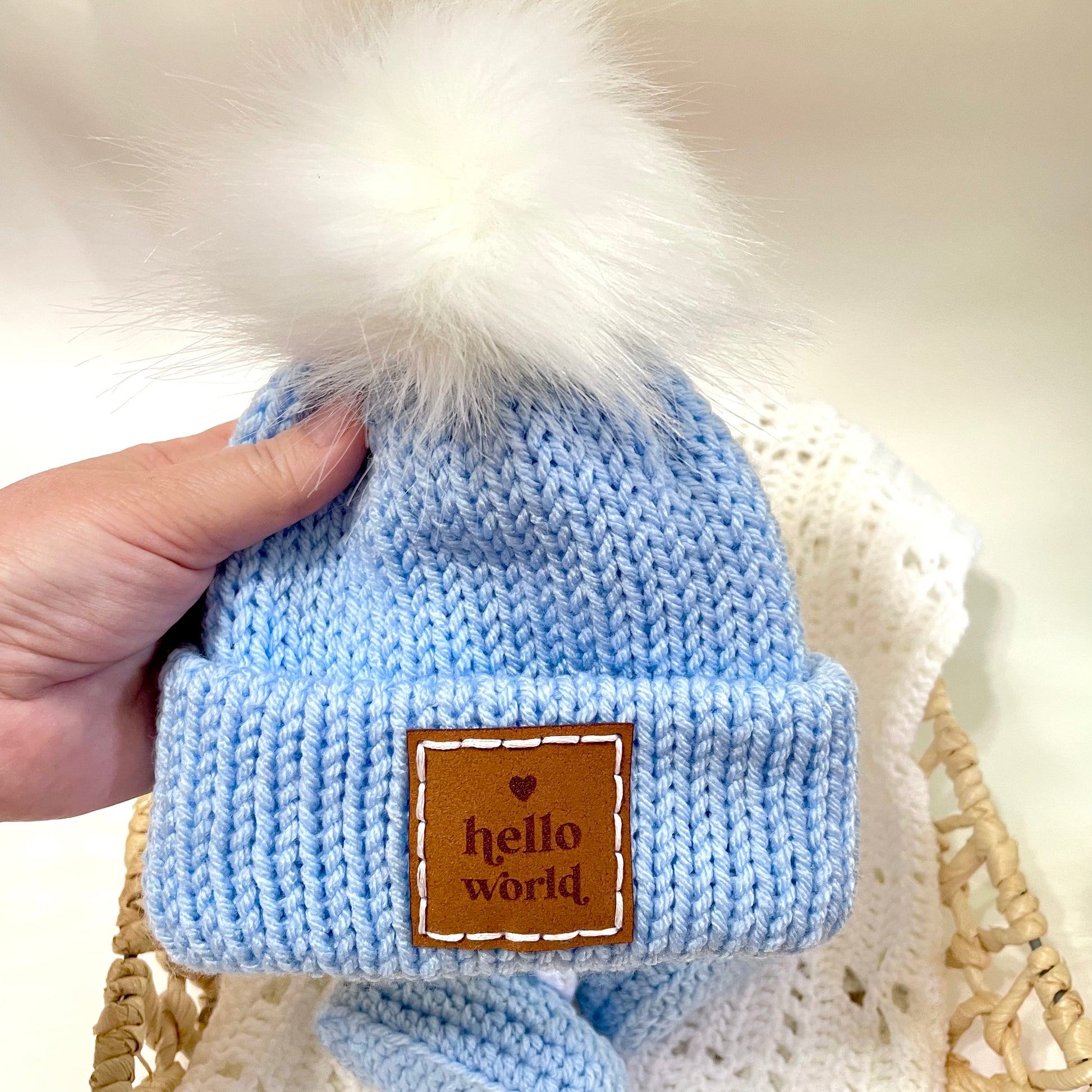 Hello World Baby Beanie Booties Set Aunt B s Loops