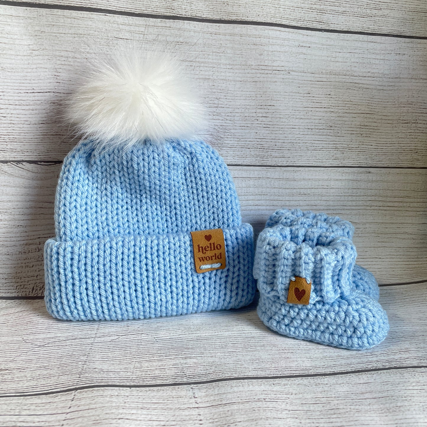 Hello World Baby Beanie & Booties Set