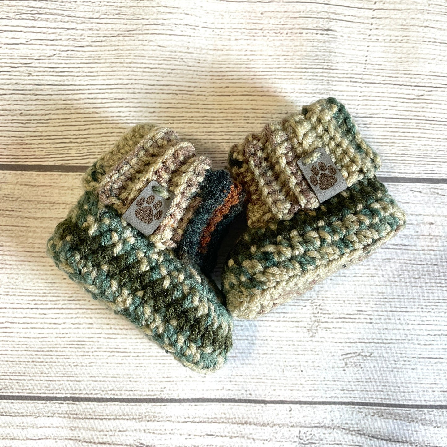 Green Camo Baby Hat & Bootie Set