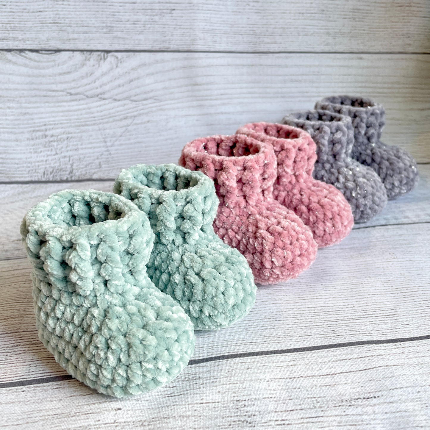 Velvet Baby Booties Crochet Pattern (PDF - digital download)