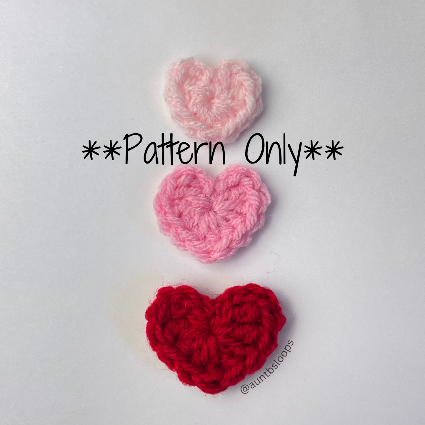 Mini Heart Crochet Pattern - 3 Sizes (PDF - digital download)